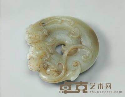 明 青白玉螭虎珮 长5.5cm