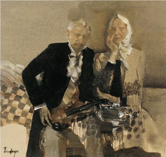 俞晓夫 小提琴的联想80×80cm