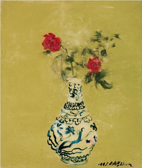 周春芽 1998年作 瓶花53×45cm