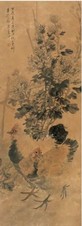 倪田 1904年作 秋光双鸡图 镜心