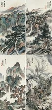 朱梅邨 万山香雪等 四屏