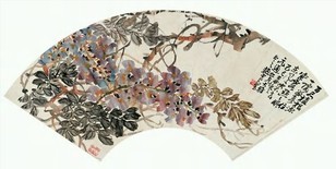 赵云壑 紫意点点图 扇面