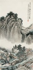 楼辛壶 秋山归牧图 立轴