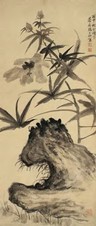 张大壮 墨花焦石图 镜心