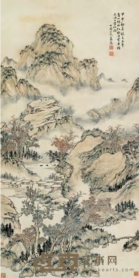 姜筠 1944年作 红树白云 立轴 139×70cm