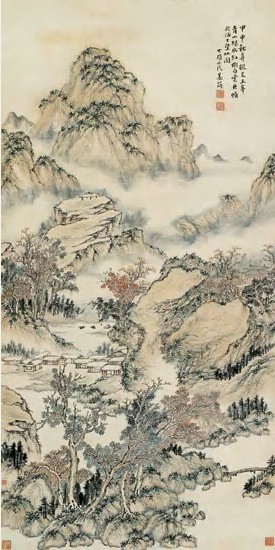 姜筠 1944年作 红树白云 立轴