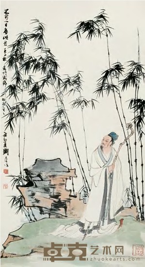 刘旦宅 1985年作 王子猷爱竹图 立轴 87×47cm