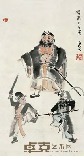 关良 《水浒》人物 镜心 58.5×31cm