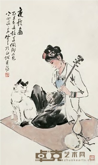 宋吟可 1985年作 夜歌图 镜心 81×49cm