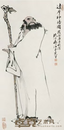范曾 2000年作 达摩神悟图 立轴 137×68cm