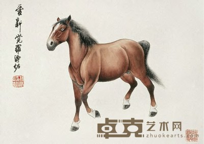 溥佐 马 镜心 29×40.5cm