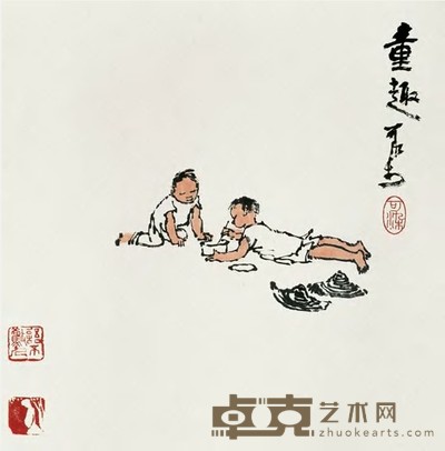 李可染 童趣 镜心 33×33cm