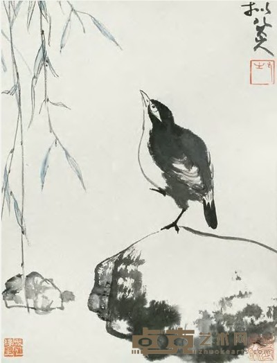 陈佩秋 仿八大山人花鸟 镜心 31×42cm