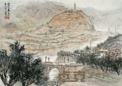 宋文治 1960年作 延安之晨 镜心 28×40cm