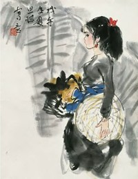 周思聪 少女 立轴