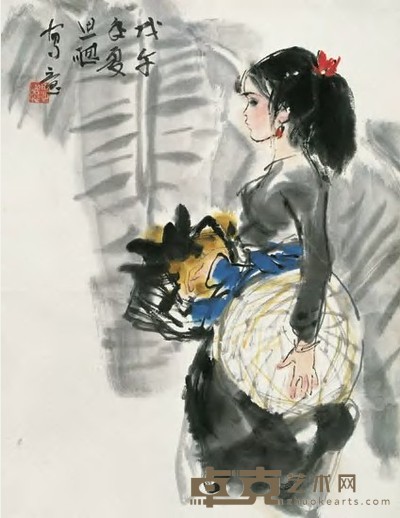 周思聪 少女 立轴 45×34cm