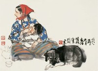 史国良 1998年作 哺 镜心
