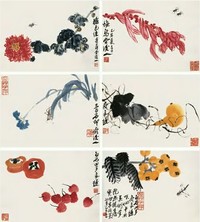 齐良迟 1985年作 花卉册 册页（十二开选六）