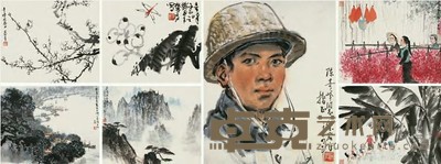 宋文治 魏紫熙 董寿平等 1973、1974年作 山水人物书法册 册页（十开选七） 尺寸不一