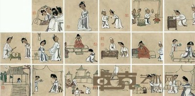 徐乐乐 破镜重圆人物册 册页（十七开） 10×10cm×17