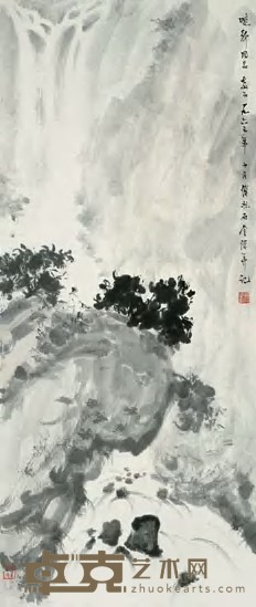 傅抱石 1963年作 高山流水 立轴 97×41cm