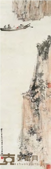 傅抱石 1943年作 赤壁游 镜心 95×29cm