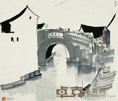 吴冠中 石桥 镜心 68×79cm