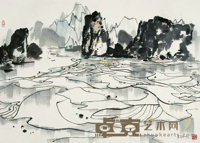 吴冠中 1991年作 桂林水田 镜心 68×96cm