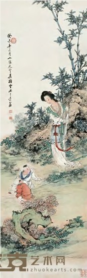 吴光宇 1943年作 童戏图 立轴 101×32cm