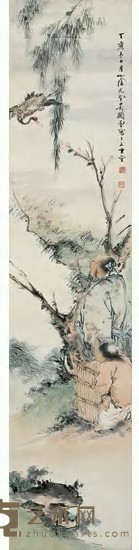 吴光宇 1947年作 东山放鹤图 立轴 86×19cm
