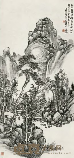 吴徵 1921年作 春山暮色 立轴 104×49cm