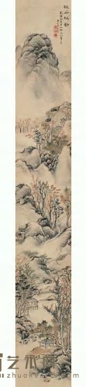 董邦达（款） 1763年作 秋山红树 立轴 149×22cm