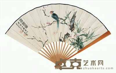 朱梅邨 1951年作 眉寿图 成扇 18.5×50cm