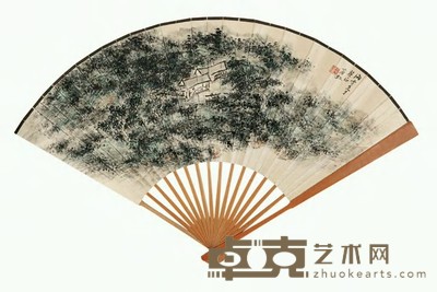 黄宾虹 1938年作 山居图 成扇 18×51cm