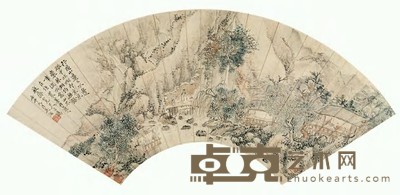 吴伯滔 1882年作 携琴访友 扇面 18×52cm