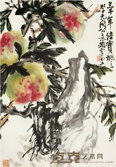 赵云壑 寿桃 立轴 43×30cm