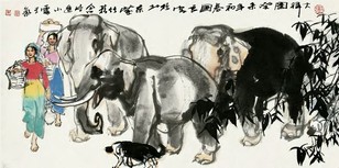 史国良 2003年作 大祥图 镜心