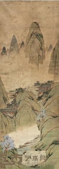 文伯仁(款) 山水 立轴 92×34cm
