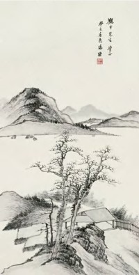 汤涤 癸亥（1923年）作 山水 立轴
