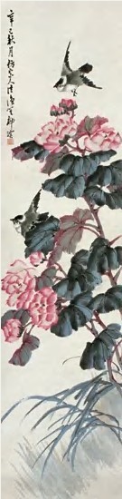 柳滨 辛巳（1941年）作 花鸟 立轴