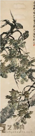 柳滨 辛巳（1941年）作 花鸟 立轴 148×38cm
