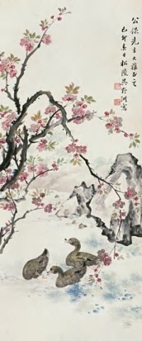 吴野洲 己卯（1939年）作 花鸟 立轴