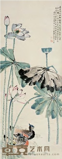 韩炎 戊午（1798年）作 花鸟 立轴 122×46cm