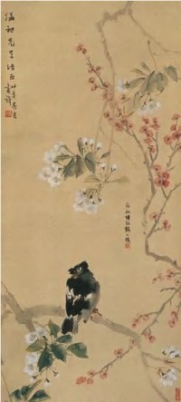 张书旂 李涵初 民国三十年（1941年）作 花鸟 立轴