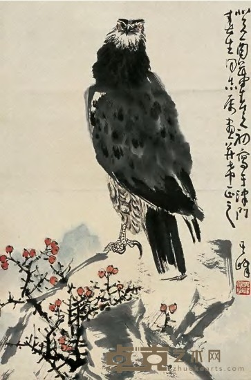 孙其峰 癸酉（1993年）作 鹰 立轴 68×45cm