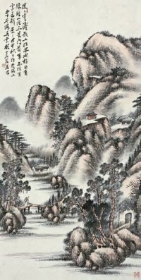 吴石僊 戊申（1908年）作 山水 立轴