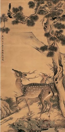 沈铨（款） 福禄寿禧 立轴 126×63cm