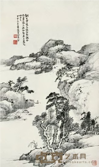 肖俊贤 甲申（1944年）作 山水 立轴 57×34.5cm