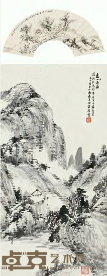 肖俊贤 己末（1919年）作 山水 立轴 60×31cm