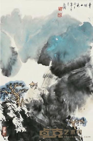 孙克纲 丙子（1996年）作 青城山色 立轴 67×44cm